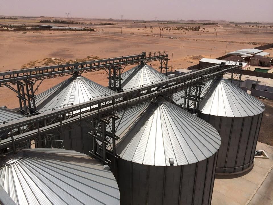 Aerial view of silos